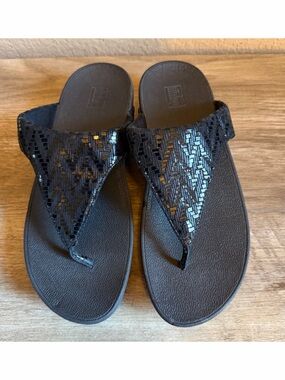 Fitflop Lulu Wedge Sequin Strap Sandals